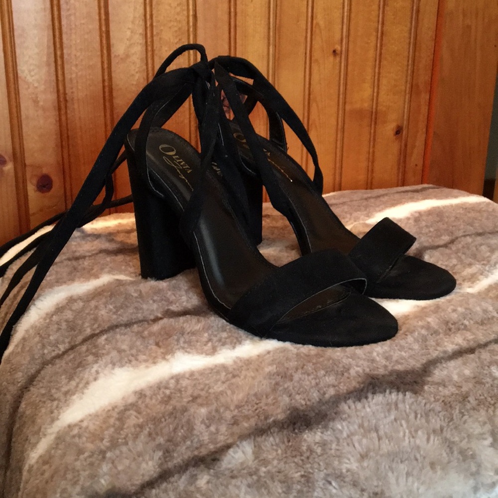 Lace Up Black Heels